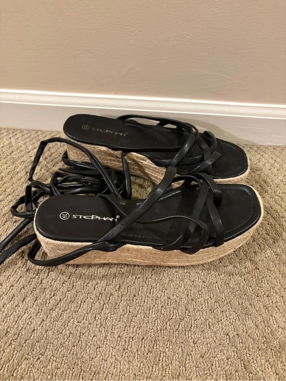 Stephan strappy lace up espadrille platform sandals